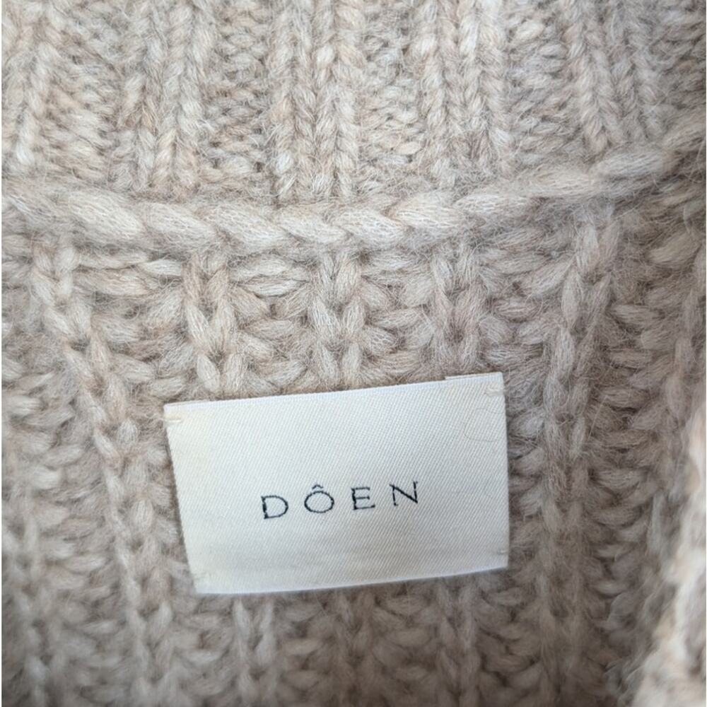 DÔEN Lulu Baby Alpaca Sweater Womens M Beige Long Sleeve Mock Neck - Picture 4 of 8